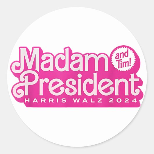 Mevrouw President | Harris Walz Ronde Sticker (Voorkant)
