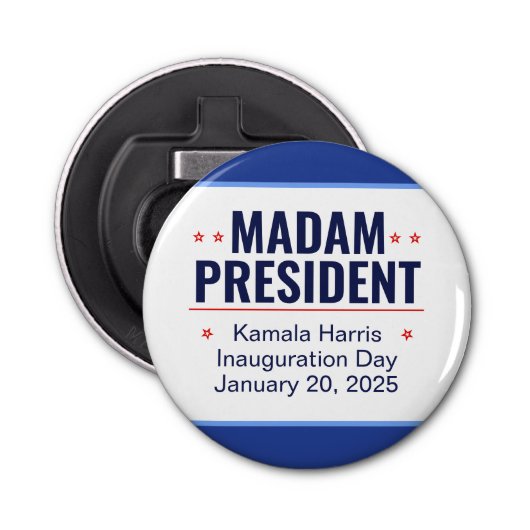 Mevrouw President Kamala Harris Inhuldiging Button Flesopener (Voorkant)