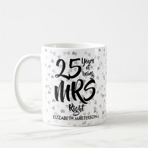 Mevrouw Rechts 25e jubileum Zilveren Hartjes Confe Koffiemok