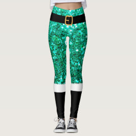 Mevrouw Santa Claus groene glitter Leggings