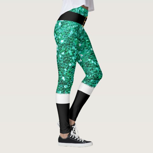Mevrouw Santa Claus groene glitter Leggings (Rechts)