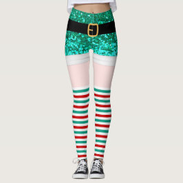 Mevrouw Santa Claus groene glitter Leggings