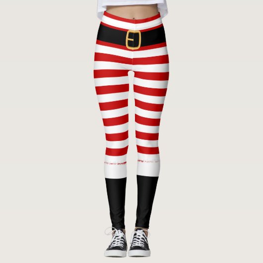 Mevrouw Santa Claus rood en wit Leggings (Voorkant)
