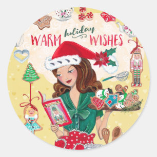 Mevrouw Santa Kerstmis Notenkraker Cookies Keuken Ronde Sticker