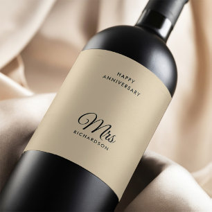  mevrouw Surname Wedding Jubileum Wijn Etiket