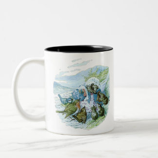 Mevrouw TIGGY-WINKLE geeft de vogels hun kleren Tweekleurige Koffiemok