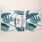 Mevrouw tropisch blad & typografie badhanddoek (Voorkant)