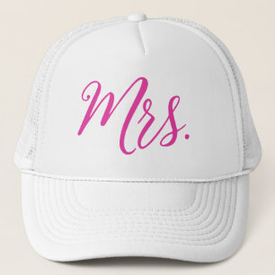 Mevrouw Trucker Hoed – Roze Chic Script Ontwerp Pet