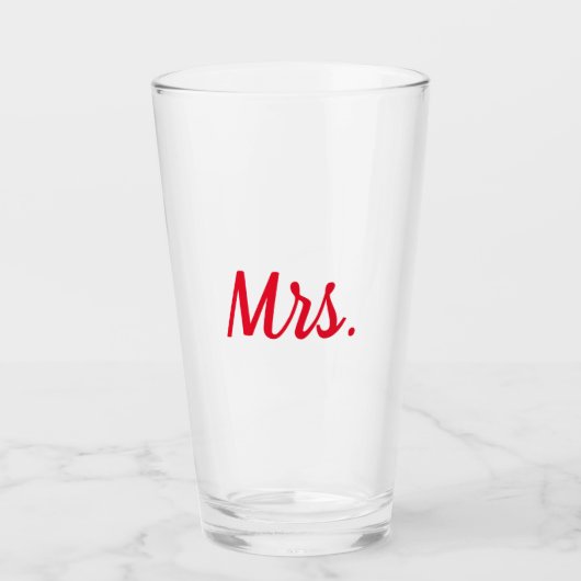 Mevrouw Vrouw Paar Monogram Red Bold Custom Glas (Voorkant)