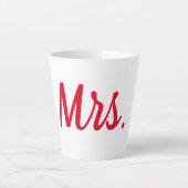 Mevrouw Vrouw Paar Monogram Red Bold Custom Latte Mok (Voorkant)