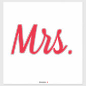 Mevrouw Vrouw Paar Monogram Red Bold Custom Sticker (Vel)