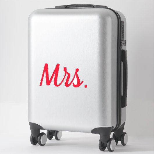 Mevrouw Vrouw Paar Monogram Red Bold Custom Sticker (Koffer)