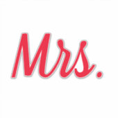 Mevrouw Vrouw Paar Monogram Red Bold Custom Sticker (Voorkant)