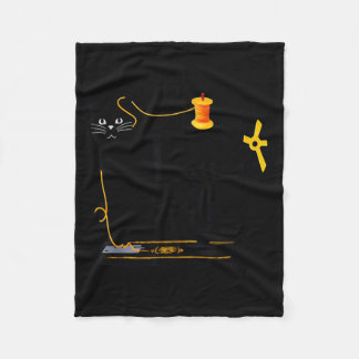 Mewing Machine Funny Quilting Craft Lover Quilter Fleece Deken