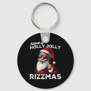 Mewing Santa Mew Funny Santa Meme Rizz Rizzmas Chr Sleutelhanger