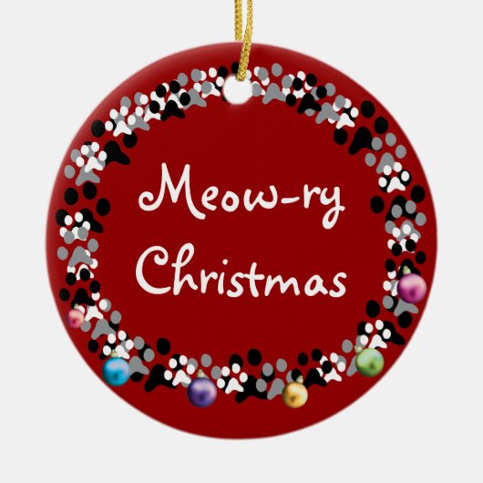 Mewry Kerstmis Keramisch Ornament (Voorkant)