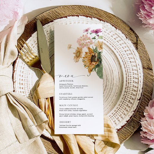 Mews Sunflower Fall Floral Long Menu & Merci