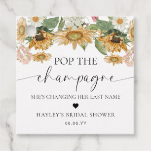 Mews Sunflower Pop de Champagne Bruiloftsfeest Bedankjes Labels