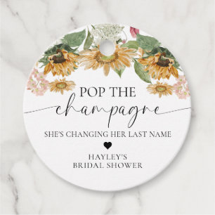 Mews Sunflower Pop de Champagne Bruiloftsfeest Bedankjes Labels
