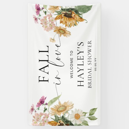 Mews Zonnebloem Bruiloft Bruidspartij Welkom Spandoek (Verticaal)