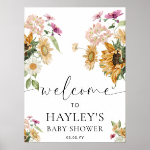 Mews Zonnebloem Herfst Baby shower Welkomstbord Poster