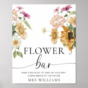 Mews Zonnebloem Herfst Bloemen Bar Teken Poster