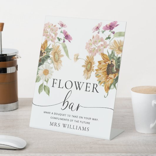 Mews Zonnebloem Herfst Bloemen Bar Teken Reclamebord Met Voetstuk (Insitu)