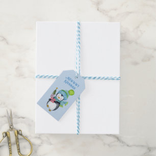 Mewwwy Kissmas Festive Penguin Carrying Gifts Cadeaulabel