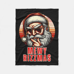 Mewy Rizzmas Funny Santa Mewing Joke Rizz Mannen C Fleece Deken