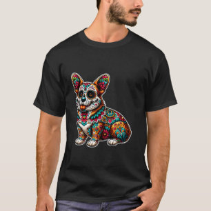 Mexicaan Corgi Bone Halloween Day of de T-shirt