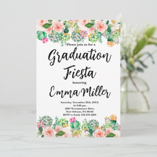 Mexicaans Afstuderen Fiesta Cactus Kaart (Staand voorkant)