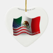 Mexicaans-Amerikaanse golfvlag Keramisch Ornament (Achterkant)