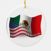 Mexicaans-Amerikaanse golfvlag Keramisch Ornament (Achterkant)