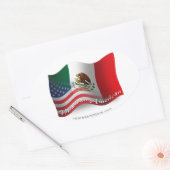 Mexicaans-Amerikaanse golfvlag Ovale Sticker (Envelop)