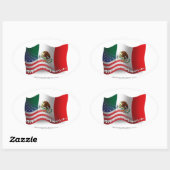 Mexicaans-Amerikaanse golfvlag Ovale Sticker (Vel)