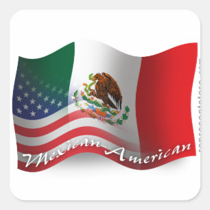 Mexicaans-Amerikaanse golfvlag Vierkante Sticker