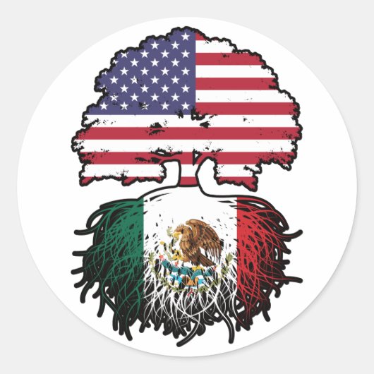 Mexicaans-Amerikaanse vlag Ronde Sticker (Voorkant)