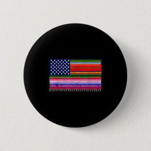 Mexicaans Amerikaanse vlag serape cinco de mayo vo Ronde Button 5,7 Cm