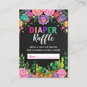 Mexicaans Baby shower Floral Fiesta Diaper Raffle Informatiekaartje