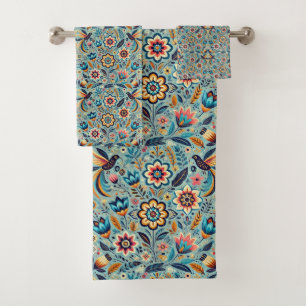 Mexicaans bloempatroon bad handdoek