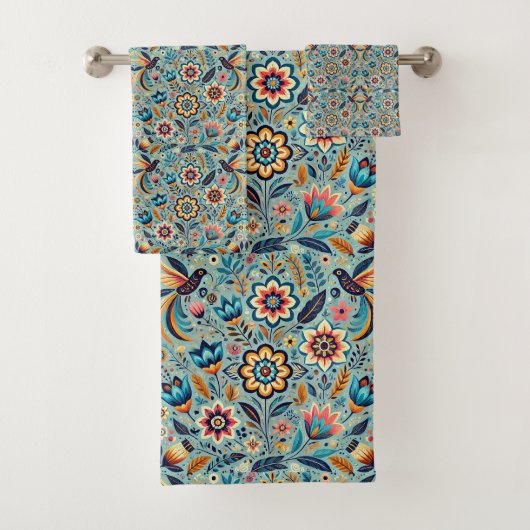 Mexicaans bloempatroon bad handdoek (Insitu)