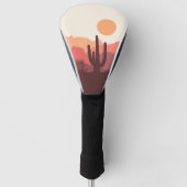 Mexicaans bordeauxrood en oranje woestijnlandschap golfheadcover (Voorkant)