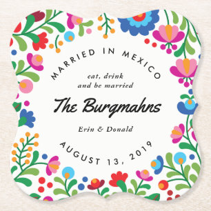 Mexicaans borduurwerk Kleurrijke Custom Bar Onderz Kartonnen Onderzetters