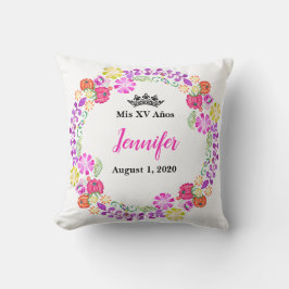 Mexicaans borduurwerk Mis XV Recuerdo 16-inch pilo Kussen