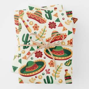 Mexicaans Cinco De Mayo-patroon Inpakpapier Vel