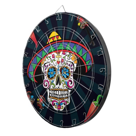 Mexicaans dartboard voor suikerschedel dartbord (Voorkant Rechts)