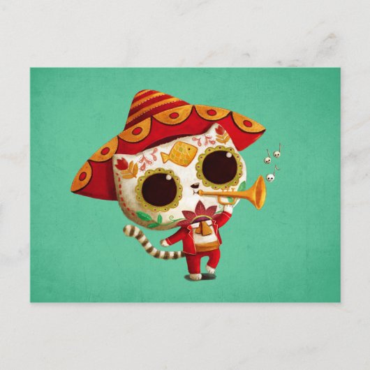 Mexicaans El mariachi Cute Cat Briefkaart (Voorkant)