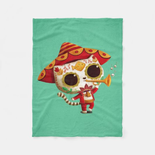 Mexicaans El mariachi Cute Cat Fleece Deken (Voorkant)