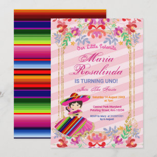 Mexicaans feest voor bloemenmeisjes 1e verjaardag kaart