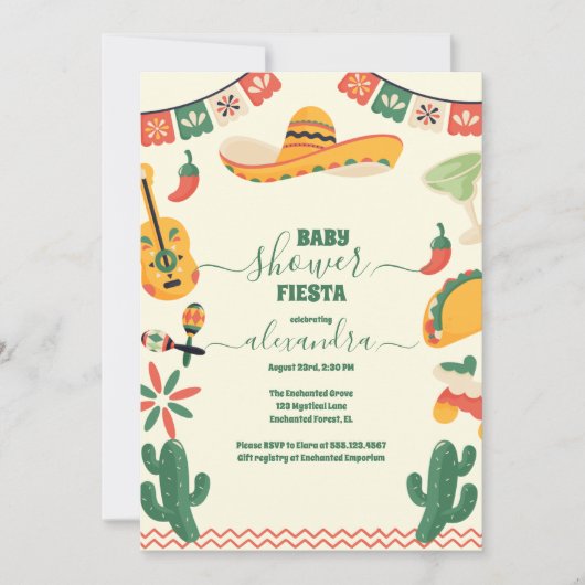 Mexicaans Fiesta Baby shower Kaart (Voorkant)